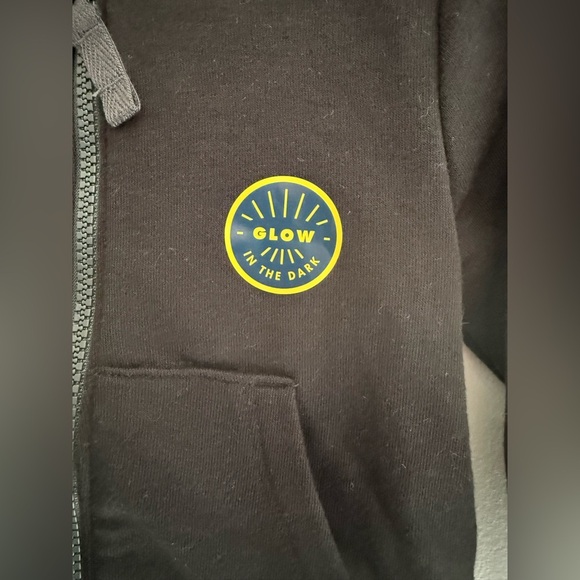 Cat & Jack Glow In The Dark Dinosaur Jacket Boys SZ 18M Black Full Zip Hooded - Picture 3 of 6